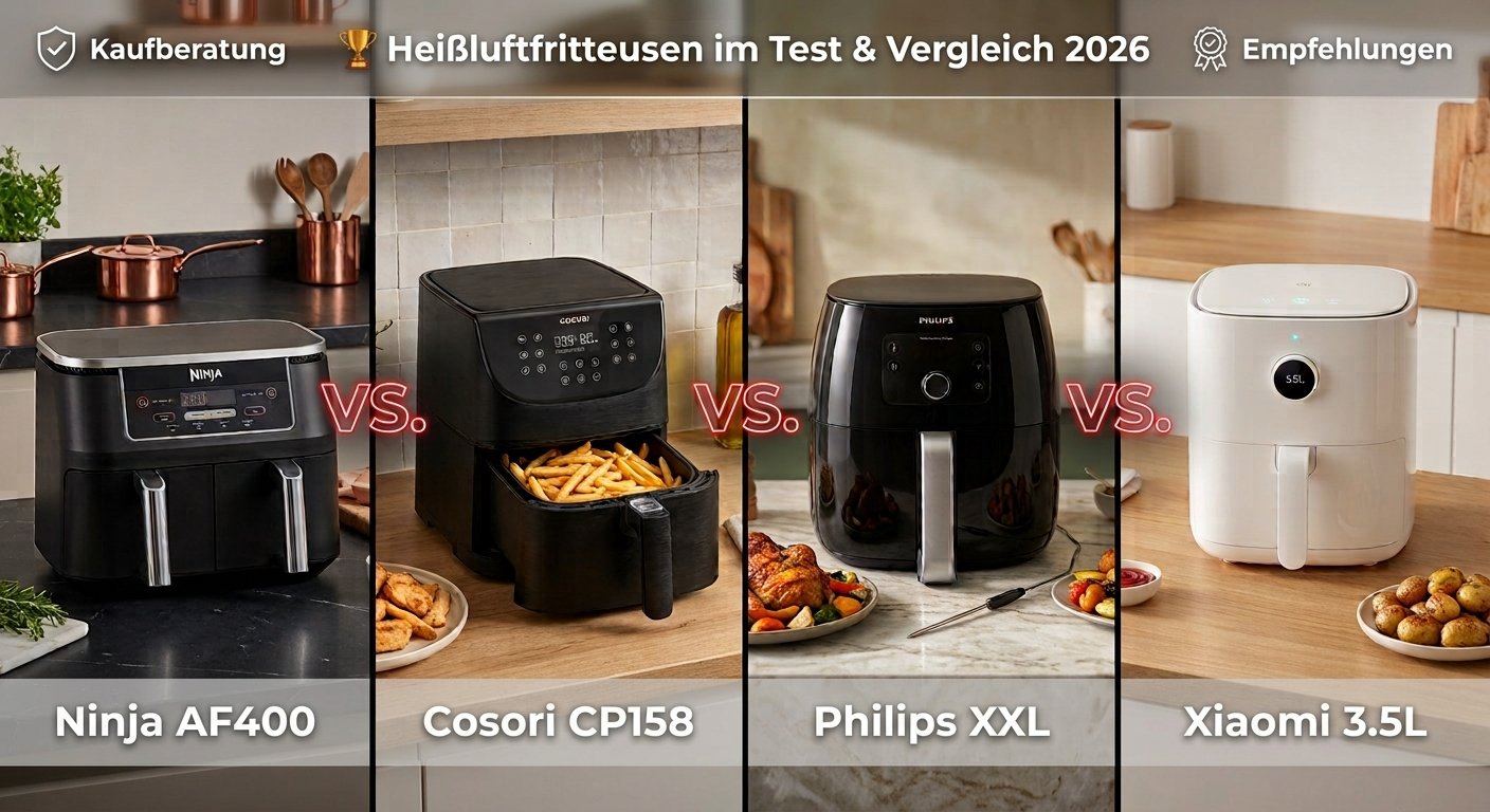 Die besten 4 Heißluftfritteusen im Vergleich: Ninja, Cosori, Philips und Xiaomi